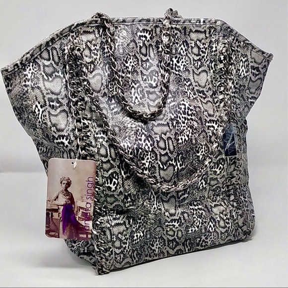 Amrita Singh Snakeskin Tote Black & White - Picture 3 of 5